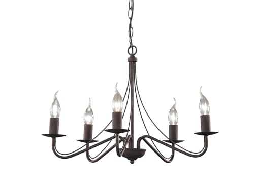 Reality Leuchten Kronleuchter Country R1198-24, Metall rostfarbig, exk. 5x E14, 15,5 x 15,5 x 172 cm