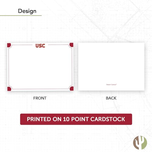 Image of Desert Cactus USC 10 Pack Notecards University of Southern California Trojans Stationery Cardstock Includes Envelopes Memo Party Thank You (Notecard 4b)