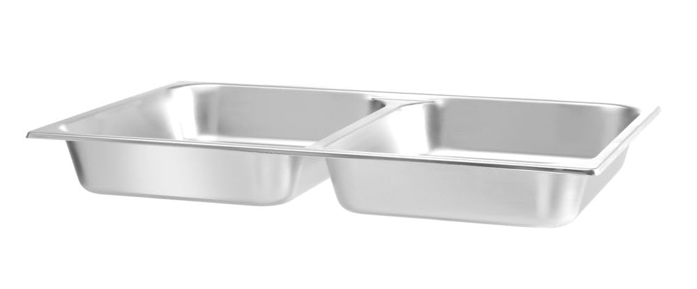 HENDI Contenitore per alimenti GN 1/1, Vassoio con 2 scomparti da 3,45 L ciascuno per chafing dishes, 530x325x(H) 65 mm, acciaio inox
