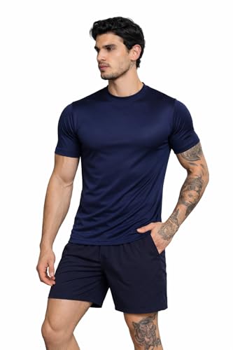 Image of Kvetoo Mens Dry Fit Gym T Shirt Quick Dry Sweat Proof Breathable Workout Tee Muscle Fit Athletic Sports T Shirt for Gym Running Training