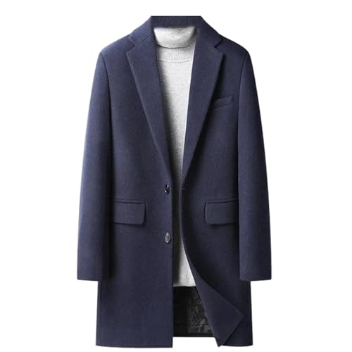 Men's Fall Winter Streetwear Party Work Wool Blend Blazer Casual Notch Lapel Single Breasted Coat