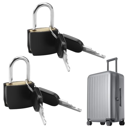 2 Piezas Candado con Llave Candado Maleta, Cerraduras de Equipaje, Cerraduras de Equipajes para Mochilas, Mini Cerradura de Maleta, Candado de Equipaje, para Mochila, Maleta, Armarios (Negro)
