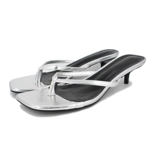 Image of Women's Miami Kitten Heels Sandals Square Open Toe Thong Sandal Flip Flop Heels +Memory Foam Heeled Sandals for Women