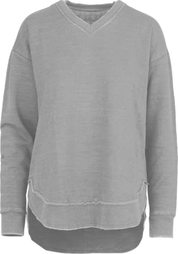 Melange West Hall V-Neck Pocketed Poncho Fleece - Gray
