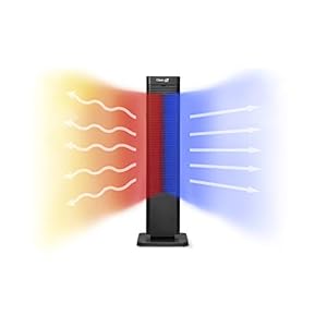 Clean Air Optima CA-904 – Design ventilatorkachel – Verwarmen en koelen – Verwarming: 1000/2000 Watt – Digitale thermostaat 15-35 °C – Oscillatie 80° – Stoffilter – Geschikt voor ruimtes tot 40m²/100 m³ (Zwart)