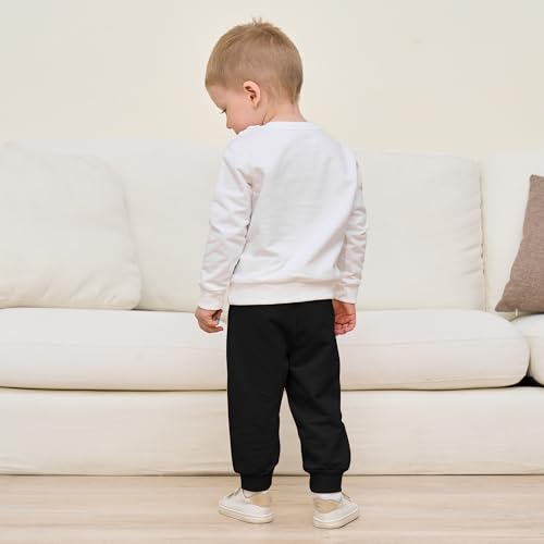 DREAM BUS 2 Pack Toddler Boy Pants with Pockets Baby and Toddler Jogger Pants, Cotton Sweatpants for 9 Months - 4T3