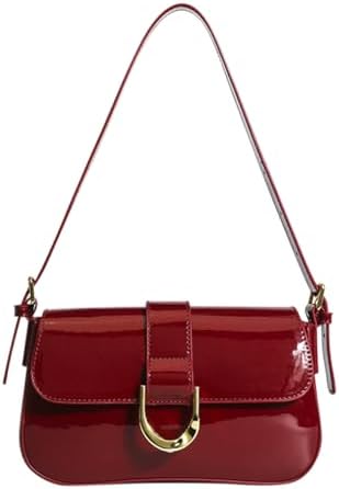 Juoxeepy Faux Leather Small Shoulder Bag Y2K Purse for Women Handbag Clutch Purse Retro Crossbody Bag