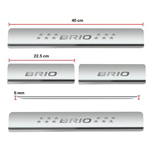 Image of AC Door Sill /Foot Step Stainless Steel Scuff Plate Plates Compatible with Honda Brio (Set of 4 Pcs)
