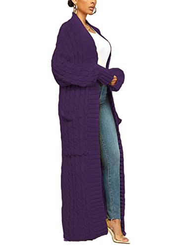 Image of Tcremisa Long Cable Knit Cardigans for Women Chunky Maxi Sweater Coat