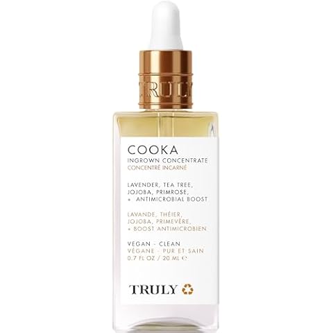 Truly Beauty Cooka Concentrate Ingrown Serum - Ingrown Hair Treatment for Bikini Area - Smoothing and Soothing After Shave Formula - Heals Razor Burn, Nicks, and Ingrowns - 0.7 OZ Cover