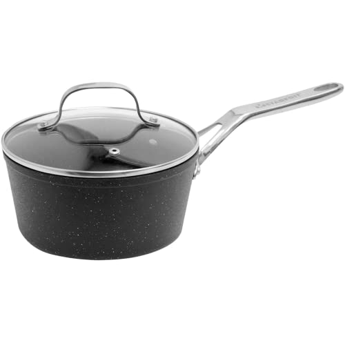 the rock pots and pans starfrit - The Rock by Starfrit 2-Quart Saucepan with Glass Lid and Stainess Steel Handle, Black