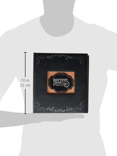 C.R. Gibson Recipe Book, Durable 3-Ring Binder, Holds 40 Recipe Cards Measuring 4" x 6", Book Measures 9" x 9.5" − Savory Eats Chalkboard