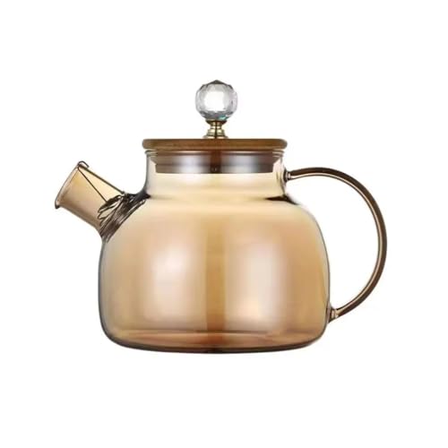 Image of PrimeWorld 1000 ML Borosilicate Glass Teapot with Wooden Lid & Crystal Handle | Heat-Resistant Clear Tea Maker Pot for Green Tea, Coffee, Herbal Infusions | Elegant Glass Kettle for Home & Gifting