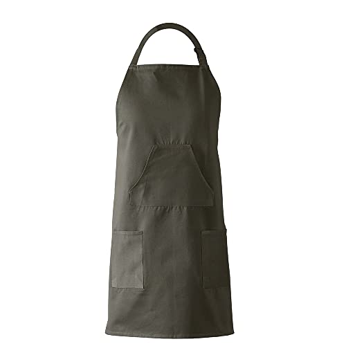 Image of HPD Half Price Drapes Aprons for Men Women with Large Pockets Adjustable Unisex PRTW-S03-AP Solid Cotton, 27 X 34 Inch, River Rock Grey