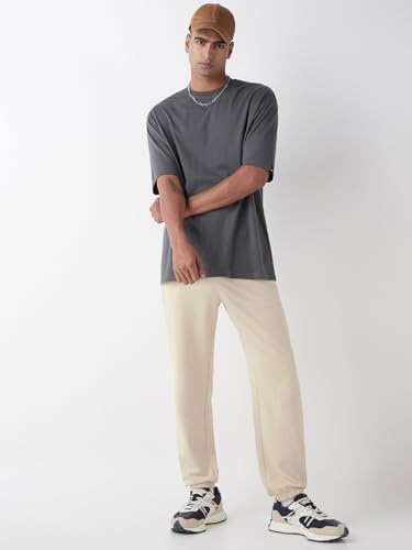 Image of Bewakoof Men's Solid Oversized Fit Cotton Poly Joggers