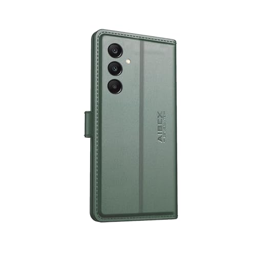 Image of AIBEX Compatible for Samsung F36 5G / Samsung M36 5G Flip Cover Leather Finish with Magnatic Closure | Inside TPU with Card Pockets | Wallet Stand | Complete Protection Flip Case - Green