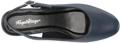 Angel Steps Women's Adult Delia Pumps Dress Shoes Low Heel Slingback Navy 8.5 X-Wide US Women4