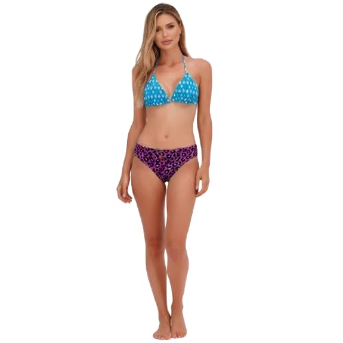 urge Wild Orchid Leopard Bikini Bottom for Women Mid Rise Swim Bottom Only Trendy Purple Leopard Print Flattering Fit Comfortable Coverage Beach Swimwear-picture-46