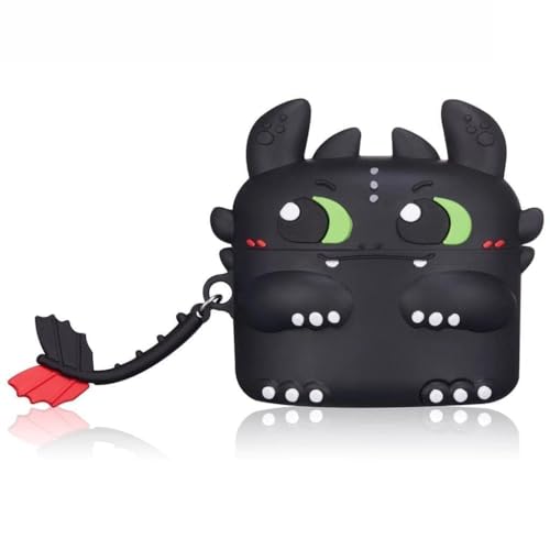 Image of Dezet Cute Soft Silicone Pouh Case for Airpods Pro GEN-2 (2022) � 3D Cartoon Animal Character Cover with Keychain Ring, Shockproof & Dustproof Protective Case for Kids & Girls (Dragon)