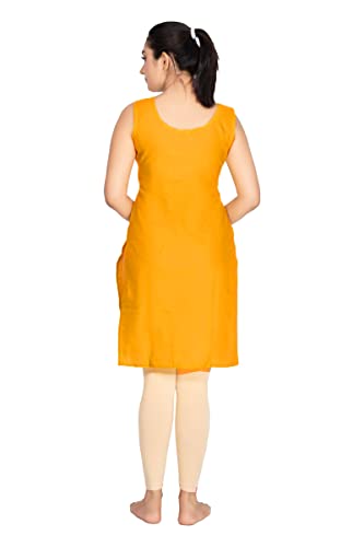 Image of Women's Cotton Long Camisole for Kurti /Suit Slip /Long Inner /Samij for Women Sameej /Knee Length Inner Wear /Sameez /Kurti Slip /Round Neck /Invisible