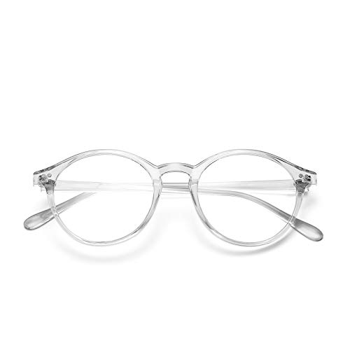 COASION Blue Light Blocking Glasses Women Men Vintage Round Anti Blue Ray Computer Game Eyeglasses (Transparent)