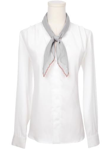 Women Pleated Chiffon Scarves, Contrast Color Trim Semi Sheer Stretchy Gauze Neck Scarf Neckerchief2