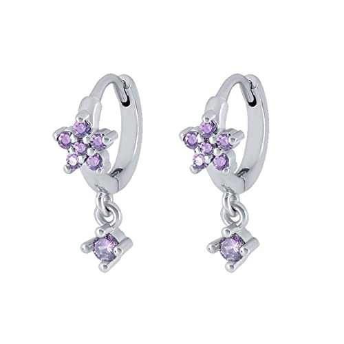 Boucles d'oreilles créoles argent 925 femme fleur zircone cubique LAMGUL