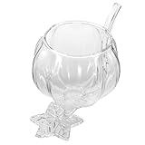 Housoutil Copa de Vidrio para Cócteles de Halloween con Diseño de Calabaza y Vampiro Base Estable en Forma de Hoja Vaso Creativo para Jugo y Vino Adecuado para Fiestas Temáticas y Bares