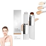 Stick Fond de Teint Coréen Auto-Adaptable - Base de Teint 2-en-1 avec Pinceau, Longue Tenue, Fini Naturel Lumineux, pour Peaux Normales à Sèches et Mixtes (Naturel)