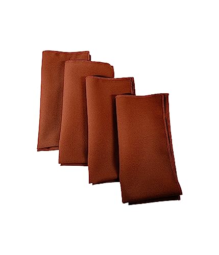 LA Linen 4-Pack Poly Blend Napkins - Soft Cloth - Stain & Wrinkle Resistant - Dinner & Wedding Napkins - 18x18 - Rust