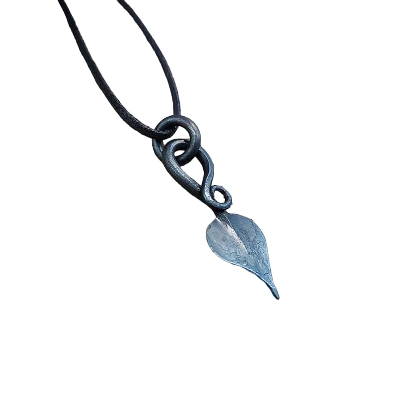 NauticalMart Small Leaf Iron Pendant, Hand Forged Viking Norse Jwelery, Celtic Necklace, Viking Pendant Gift for Men & Women