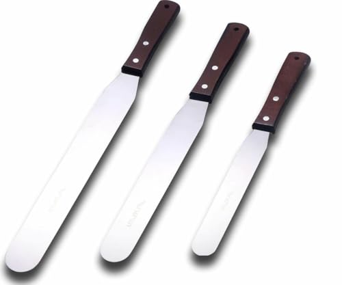 3 Pièces Spatule Gateaux en Acier Inoxydable Spatules Coudées à Patisserie Etaler Cremes ou Glacages Gâteaux