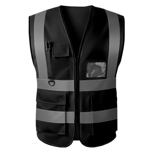 Image of High Visibility Safety Vest with Reflective Strips & Pockets | High Visibility | 360 Reflective Strips | 5 Pockets | Zipper Front | Lightweight Polyester | ANSI /ISEA 107 Class 2 Type R