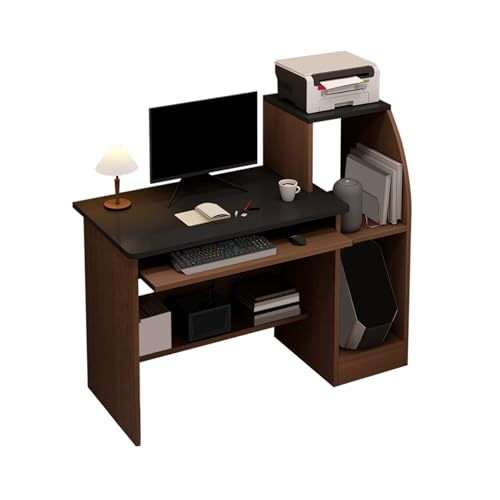 パソコンデスク,大人学習机,デスク収納,多様なストレージ、大容量ストレージ、コンパクトなサイズ、省スペース、さまざまなシナリオに適しています。(Brown+Black,100*50*101cm/39.4*19.7*39.8in)