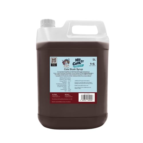 Mr Cool It Cola Slush Syrup 5L - Reduced Sugar Frozen Drink Mix 6:1 Concentrate Suitable for All SLUSHI Machines Vegan Halal & Gluten Free
