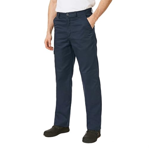 Iron Mountain Men’s Workwear Cargo Trousers with Knee Pad Pockets Heavy Duty Multi Pocket Double Stitched Durable Cotton Blend Work Pants for Construction, Trade and Warehouse (Navy, 38W/31L)