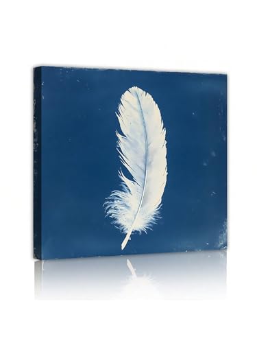 Impressions sur toile plumes bleues pour créer une ambiance zen dans votre salle de bain