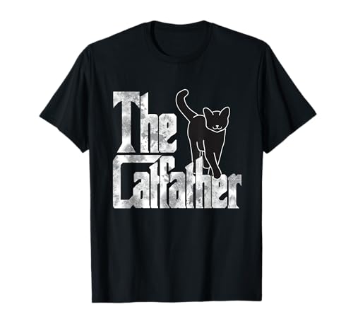 The Catfather Black Cat Father Mafia Whiskers Male Daddy T-Shirt