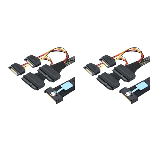 Jppium(ジュピウム) 2X サーバー アダプター ケーブル スリムライン SAS MCIO 8i 74P から 2-SFF 8639+15P 電源サーバー多機能ケーブル
