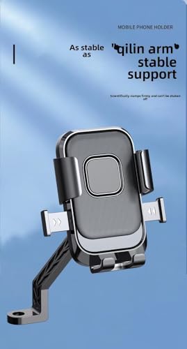 Image of Cell Phone Stand Flexible Mobile Clip Mount Quickly Lock Bike Phone Holder Bicycle Motorcycle (Rearview Black)