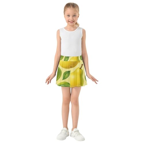 Joisal Girls Skorts Athletic Shorts Stylized Whole Sliced Pears Yellow Toddler Tennis Skirts Uniform Little Girl 3t3