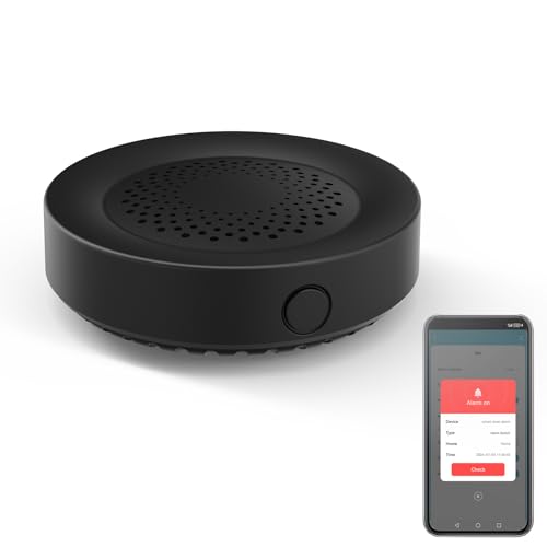 Alarma inteligente de sirena: 100 dB, alarma inalámbrica para sensor de movimiento, 32 tipos de sonidos de alarma disponibles, control remoto de aplicación para alarma de sirena doméstica, compatible