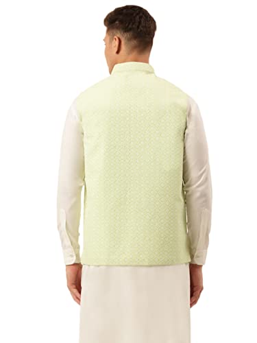 Image of Jompers Men's Embroidered Woven Pure Cotton Nehru Jacket