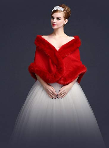 Faux Fur Wrap Soft Winter Shawl Stole Shrug Cover Up for Wedding Bridal Bridesmaid4