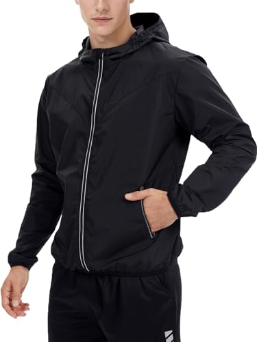 LAZAWG Men Rain Jackets Waterproof with Hood Lightweight Raincoat Windbreaker for Travel Hiking Cycling