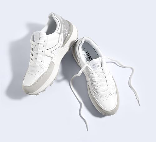 Image of LUCKY STEP Women's Retro Fashion Casual Sneakers Colorblock Platform Classic Trendy Trainning Anti-Slip Tennis Travel Walking Shoes