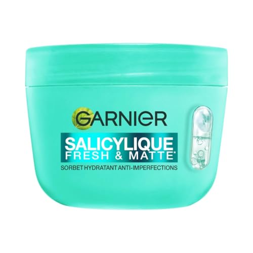 GARNIER - Salicylique - Crème Sorbet Hydratante Fresh & Matte - Crème Hydratante & Matifiante - Adoucit la Peau, Unifie le Teint, Réduit les Pores et l'Excès de Sébum - Tous Types de Peaux - 85 ml
