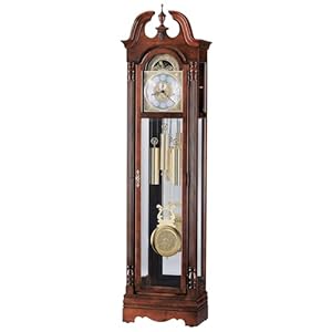 Howard Miller Ridgeway Ammon Grandfather Clock 549-625 – Glen Arbor Cherry Finish, Select Hardwoods & Veneers, Illuminated Cabinet, Brass-Finished Pendulum, Living Room Floor Clock