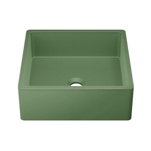 Swiss Madison Lisse 15.5' Concrete Square Vessel Sink in Matte Royal Green