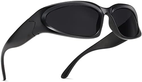 AIEYEZO Y2K Sunglasses Womens Mens Wrap Around Sports Sun Glasses Fashion Oval Thick Frame Ladies Shades